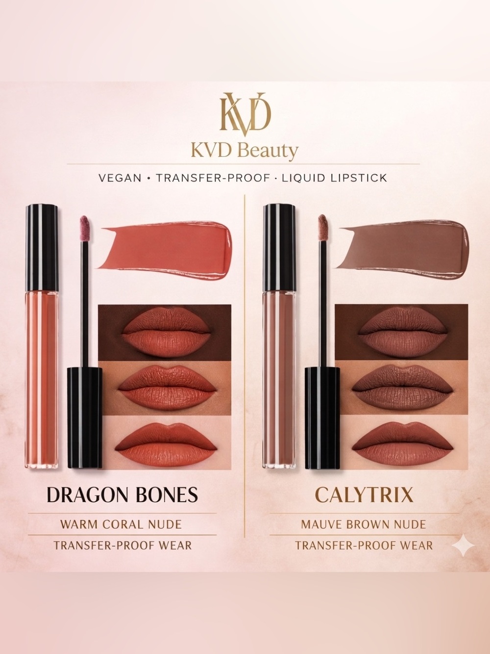 ✨ Everlasting Elegance: KVD Vegan Liquid Lipstick Duo – Dragon Bones & Calytrix